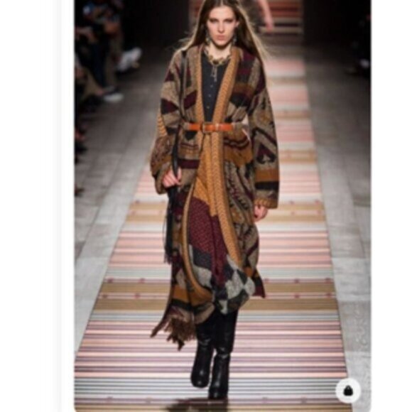 Long Knit Cardigan Duster Country Western Boho Tribal Long Sleeve - Picture 5 of 11